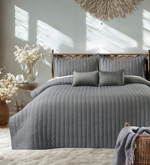Luna 5 Pc- Quilted Bedcover With 2 Pillow Covers And 2 Cushions