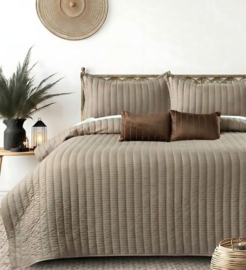 Luna 5 Pc- Quilted Bedcover With 2 Pillow Covers And 2 Cushions