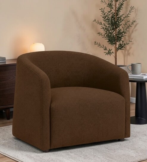 Luna Barrel Lounge Chair In Brown Color