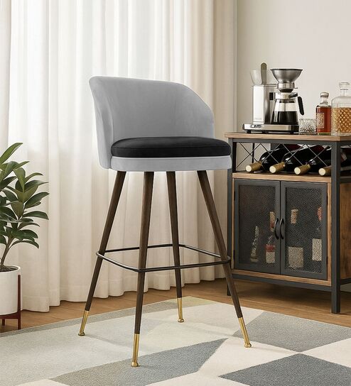 Luna Crest Bar Stool In Light Grey Colour