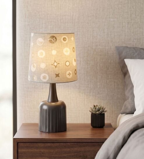 Gold & Grey Luna Minimalist Metal Medium Taper Shade Table Lamp