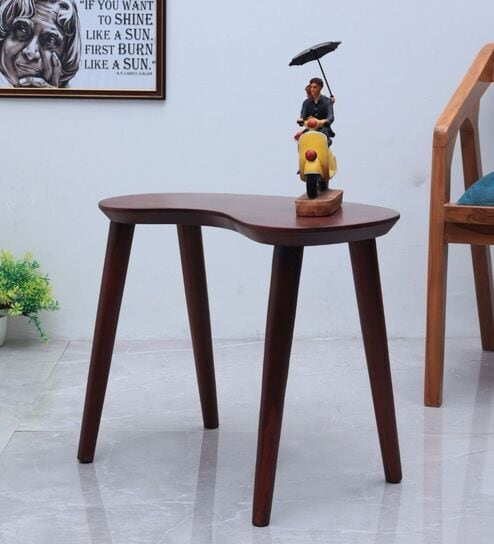 Luna Teak Wood End Table In Brown Colour