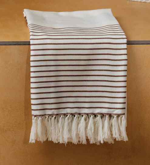 Brown Lush Mist Striped Bath Towel 75 Cm