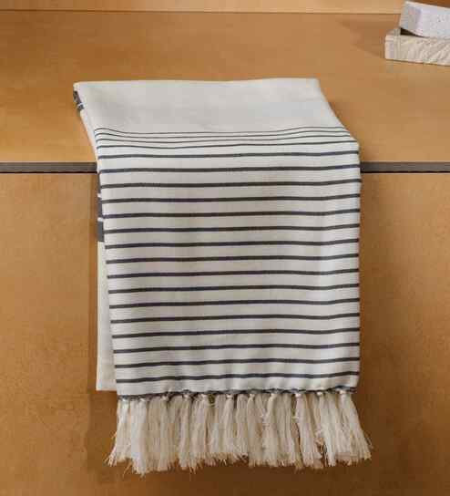 Green Lush Mist Striped Bath Towel 75 Cm
