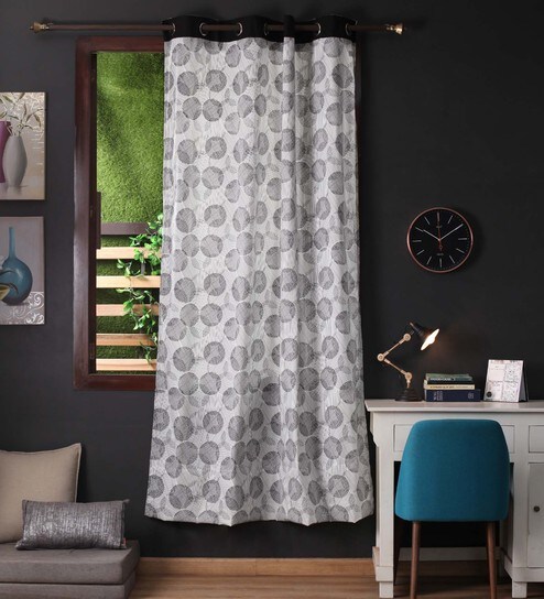 Buy Lushomes Black Cotton 90 X 54 Inch Geometric Printed Door