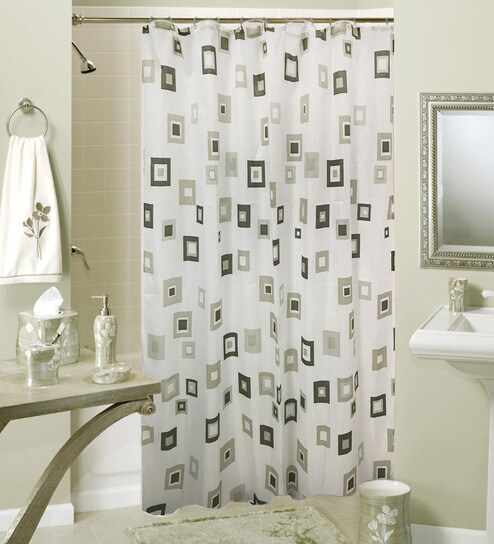 Buy White Polyester Shower Curtain Length 78 Width 71 Inches