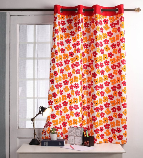 Buy Floral Cotton 5 Feet Window Curtain By Lushomes Online