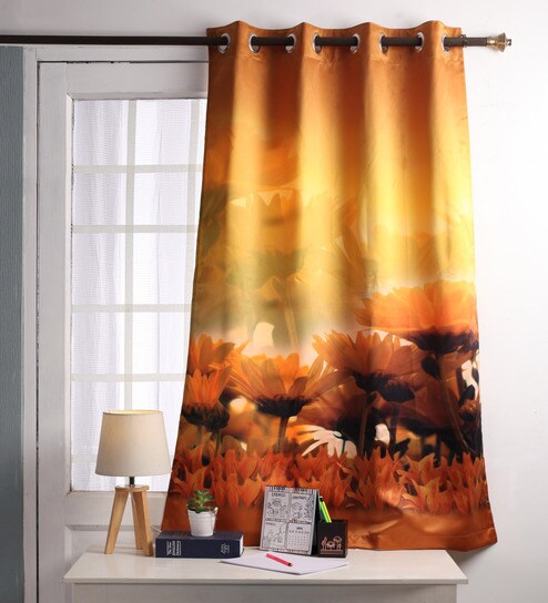 Buy Multicolour Polyester 60 X 54 Inch Digitally Printed Sunflower