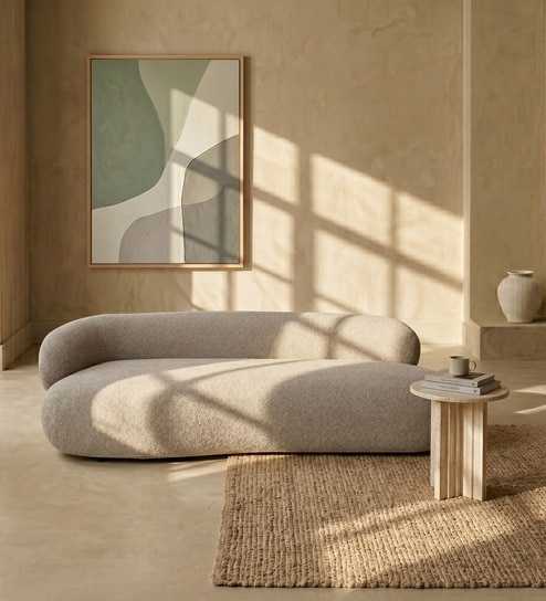 Luxe Lounge Boucle 3 Seater Sofa In Beige Colour
