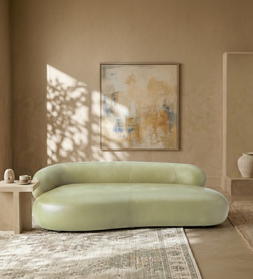 Luxe Lounge Boucle 3 Seater Sofa In Olive Green Colour