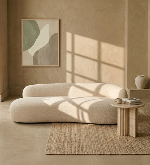 Luxe Lounge Boucle 3 Seater Sofa In White Colour