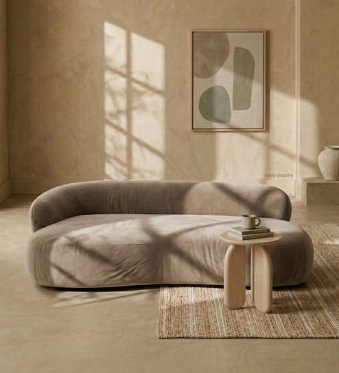 Luxe Lounge Velvet 3 Seater Sofa In Beige Colour
