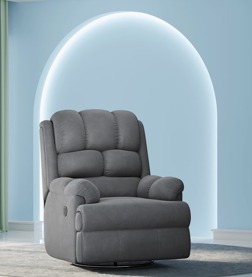 Luxe SmartGRID Motorized 1 Seater Recliner In Grey Colour With Revolving