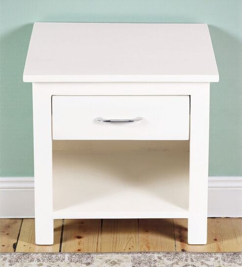 Luxnest Bedside Table In White Enamel Finish