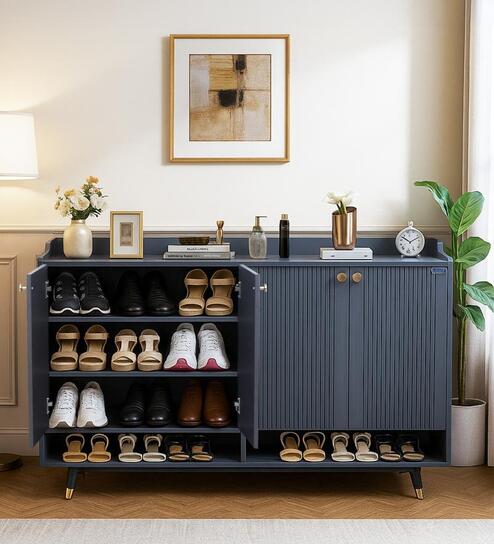 Luxora 4 Door Shoe cabinet In Dark Grey Color