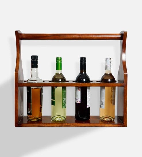 Aster Brown Mango Wood Wine Bottle Holder