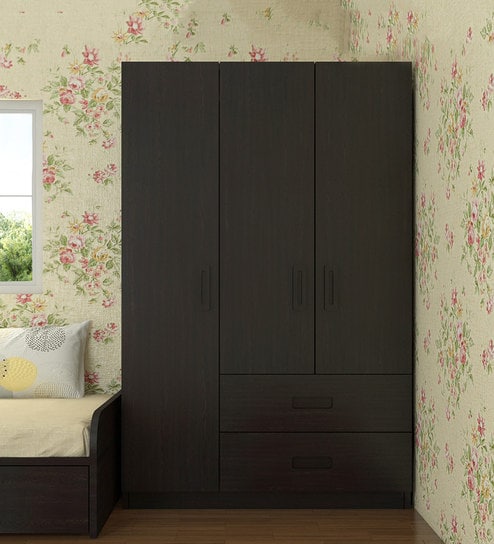Luxuria 3 Door Wardrobe with 2 Drawers in Antique Ebony Finish