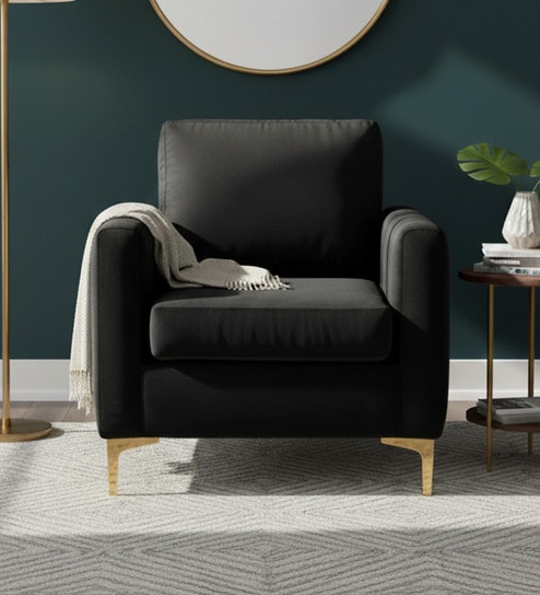 Luxurious Velvet Fabric Lounge Chair In Grey Colour