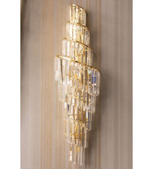 Luxury Cascading Crystal Wall Light with Gold Finish   Elegant Statement Sconce