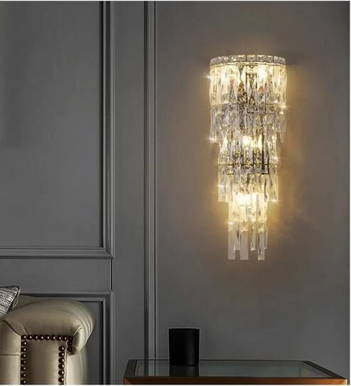 Luxury Gold Crystal Wall Light with Stainless Steel Body