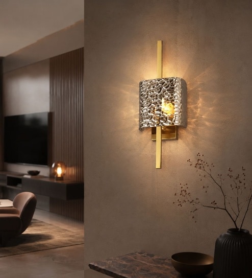 Luxury Gold Wall Sconce with Textured Glass Shade