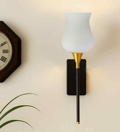 Luxury Metal Wall Lamp with Milky Glass Shade   Perfect for Dining Room, Bedroom & Living Room