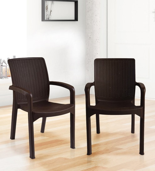 Luxury Plastic Chair In Brown Colour Set Of 2 By Italica Furniture