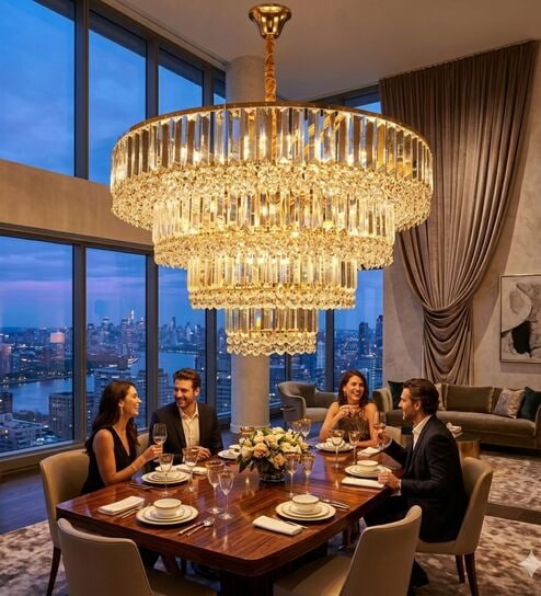 stello Luxury Tiered Crystal Chandelier in Gold Finish - Dia 80 cm-picture-36
