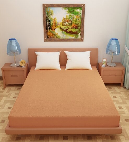 Luxury Waterproof Fitted Terry Cotton King Size (72x72) Mattress Protector in Golden Colour