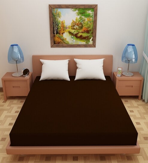 Luxury Waterproof Fitted Terry Cotton Single Size (75x30) Mattress Protector in Coffee Colour