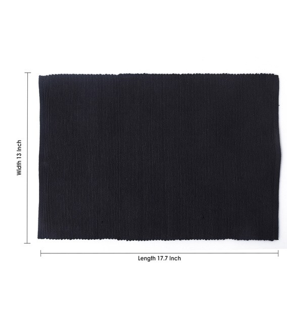 Buy Black Cotton Solid Placemats Set of 6 by Lushomes Online Placemats Placemats