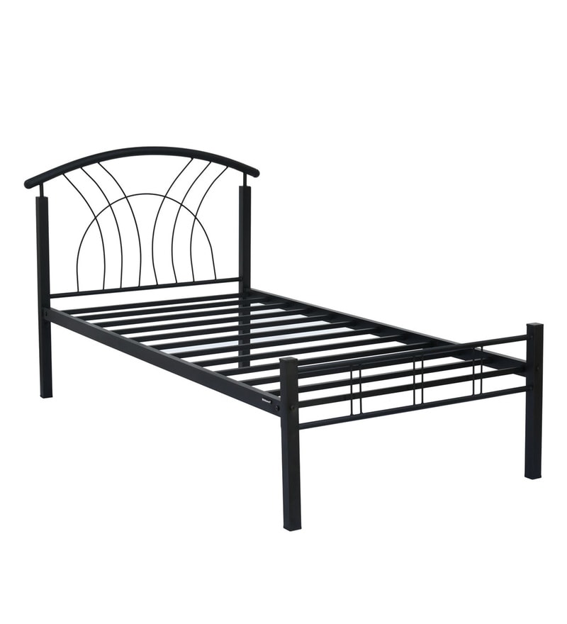 Buy Lucas Metal Single Bed in Black Finish by Nilkamal Online Modern