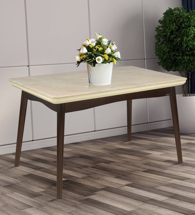 Buy Lucian 4 Seater Dining Table in Cream Colour by Nilkamal Online