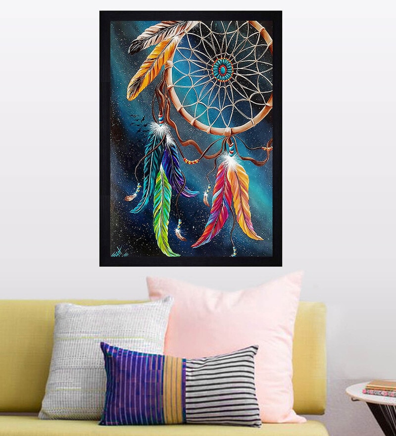 Buy Lucky Dream Catcher Texture Paper Framed Art Print by Cheque Decor ...