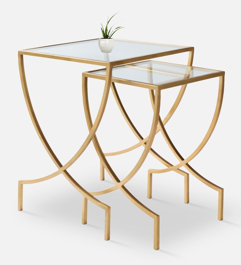 gold glass nesting tables