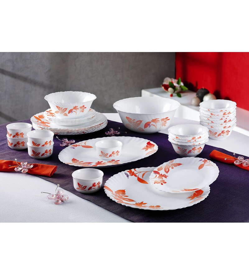 Buy Luminarc Passion Red 33 Pcs Feston Dinner Set Online Glass And Opalware Dinner Sets 5743