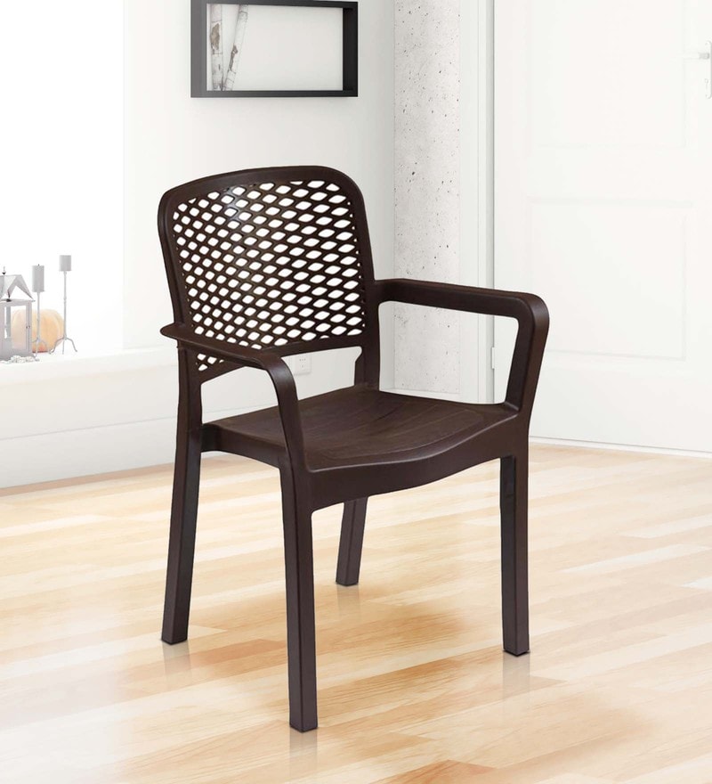 Buy Luxury Plastic Chair in Brown Colour By Italica Online Armed