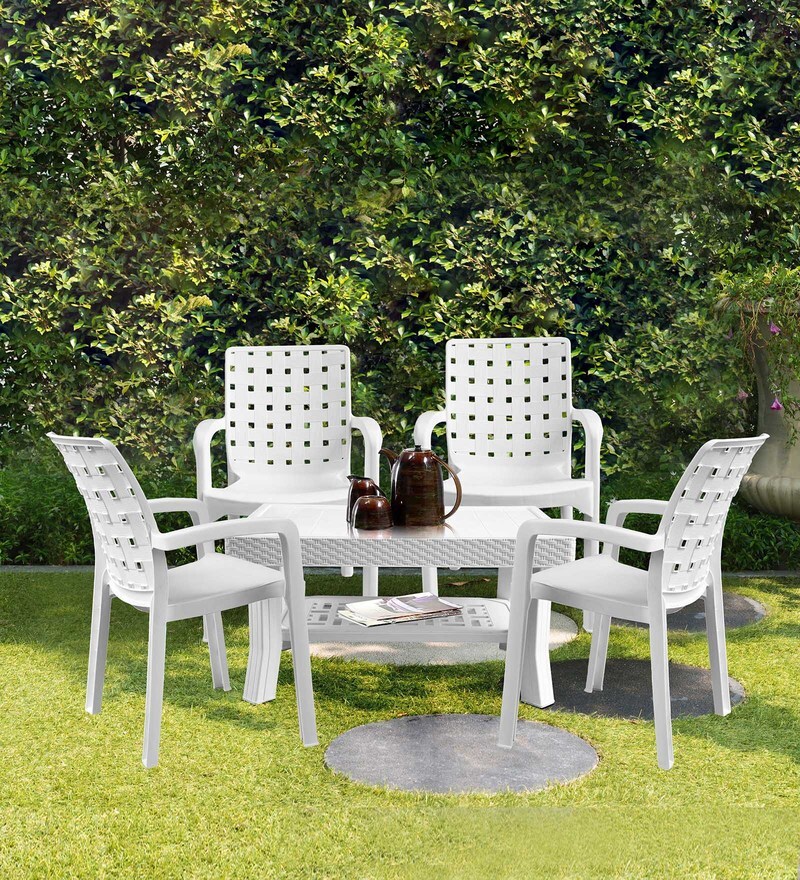 Buy Luxury Four Seater Coffee Table Set in White Colour by ...