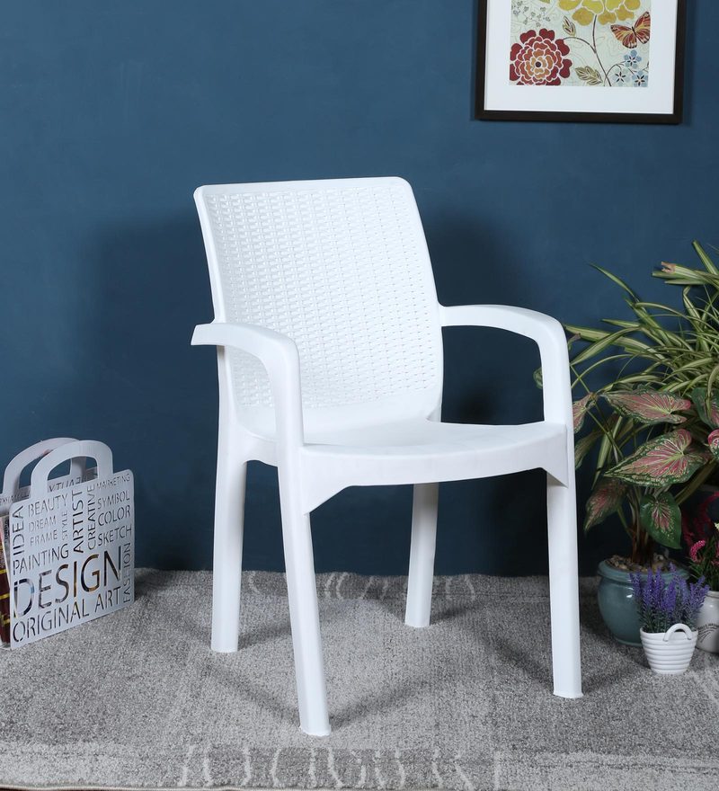 Buy Luxury Plastic Chair in White Colour by Italica Online Armed