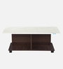 Luca Marble Top Coffee Table In Legno Oak & Frosty White Finish