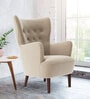 Ludwi Velvet Wing Chair In Beige  Colour