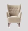 Ludwi Velvet Wing Chair In Beige  Colour