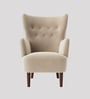 Ludwi Velvet Wing Chair In Beige  Colour