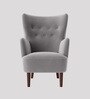 Ludwi Velvet Wing Chair In Grey Colour