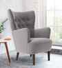 Ludwi Velvet Wing Chair In Grey Colour