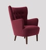Ludwi Velvet Wing Chair In Maroon Colour