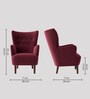 Ludwi Velvet Wing Chair In Maroon Colour