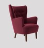Ludwi Velvet Wing Chair In Maroon Colour