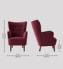 Ludwi Velvet Wing Chair In Maroon Colour
