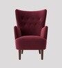 Ludwi Velvet Wing Chair In Maroon Colour